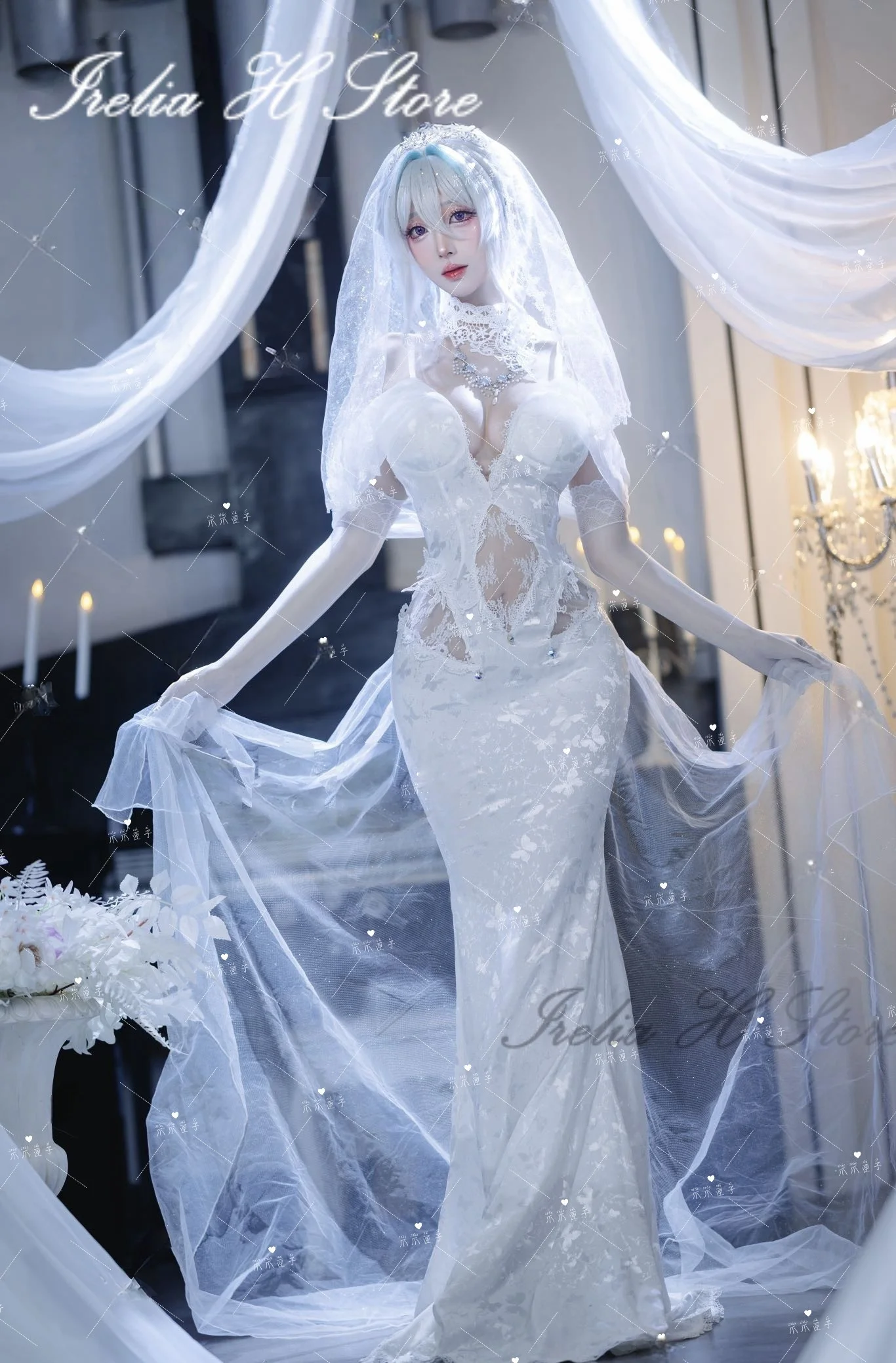 Irelia H Kearsarge From Azur Lane Cosplay Costume Sexy lingeries White Dress Can Custom size made