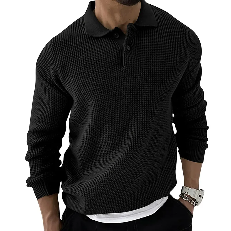 Polo collar sweater for men's luxurious and fashionable urban slim fit long sleeved knitted sweater 2024 autumn new men's top