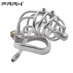 FRRK Big Male Chastity Cage with Urethral Plug Penis Scrotum Ring Bondage Erotic Toys Sex Shop Sexual Devices Cock Lock for Men