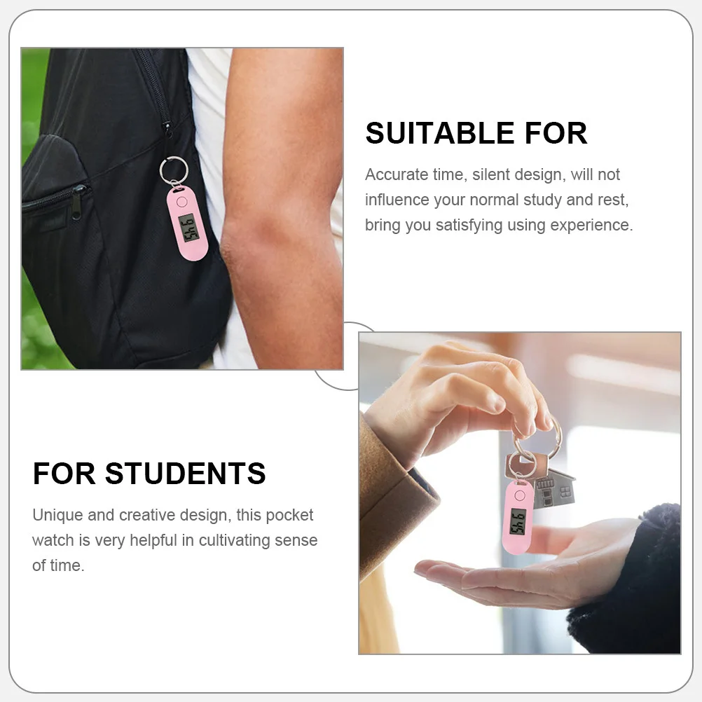 3 pezzi di orologi elettronici color caramello portachiavi muto orologio digitale per studenti orologio da tasca leggero portatile moschettone da infermiera