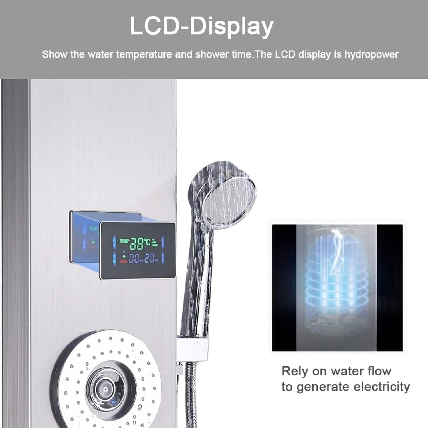 LED Dusch paneel Wasserfall Regen Digital anzeige Dusch armatur Set Spa Massage Jet Bad Säule Mixer Tap Tower System