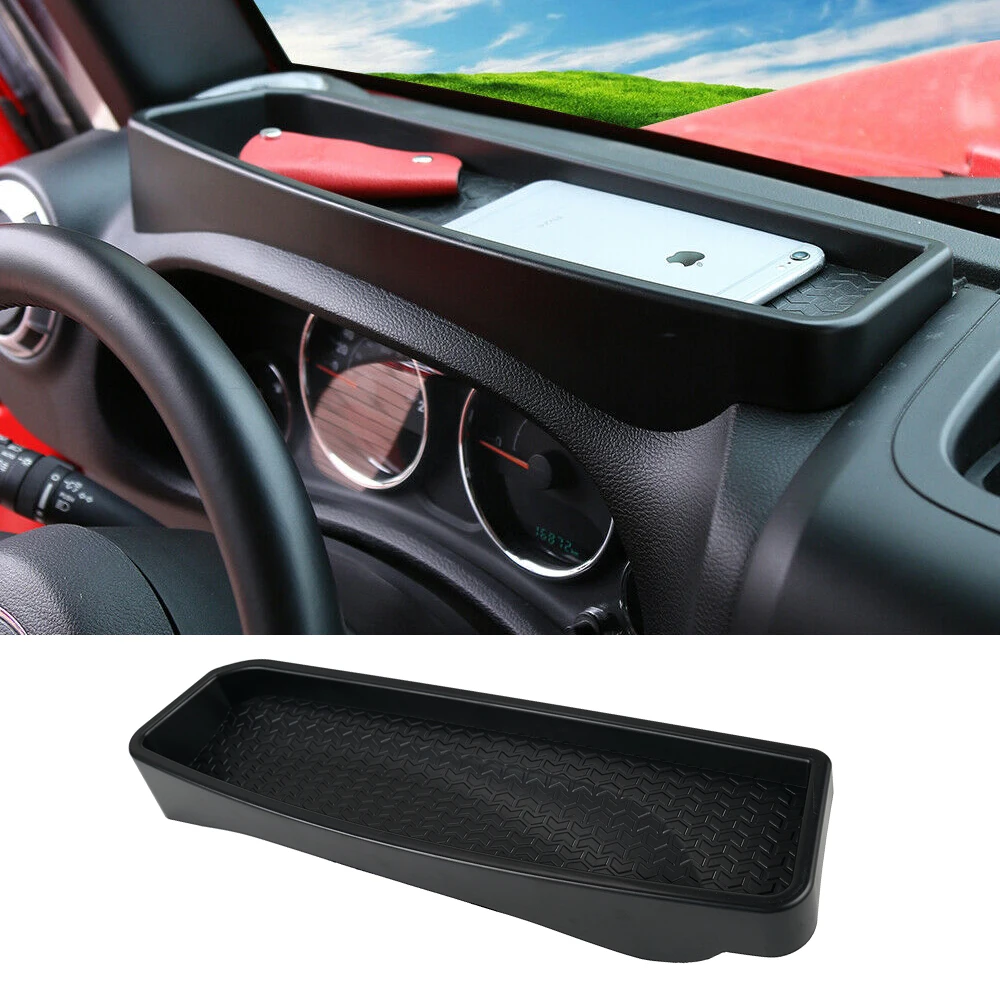 

Car Front Dashboard Storage Box Tray Trim Black For Jeep Wrangler JK 2011-2017