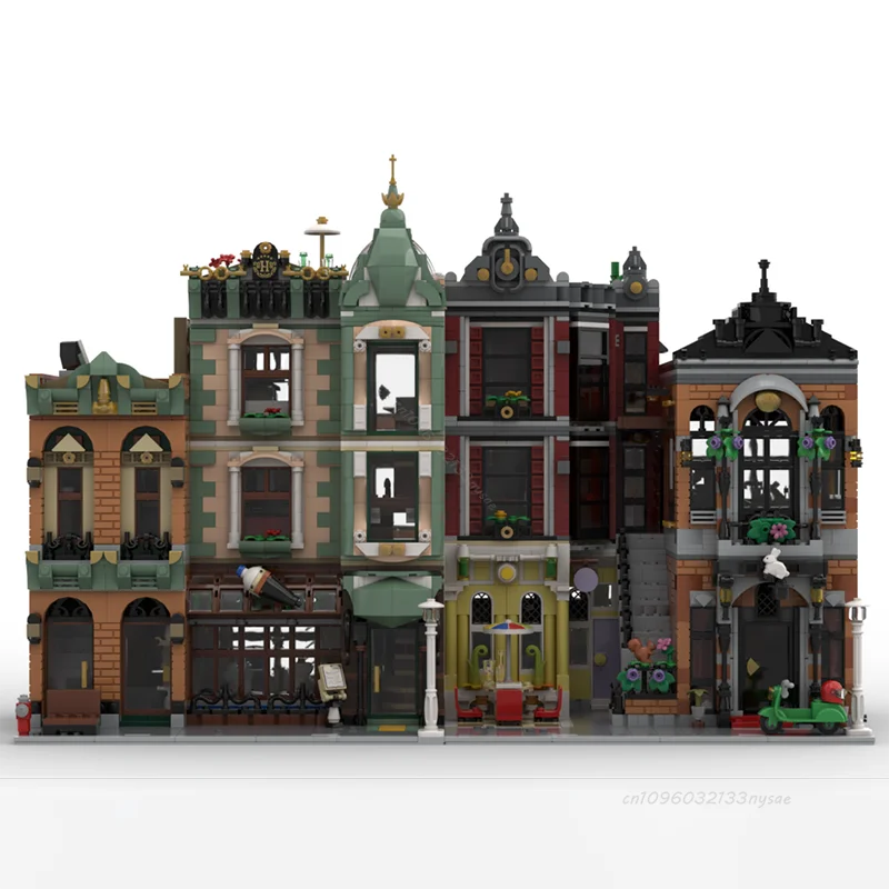 NEW MOC 다운타운 매직 샵 모듈러 스트리트 뷰 모델 빌딩 블록 DIY 건축 벽돌 어린이 장난감 크리스마스 선물 10312-B