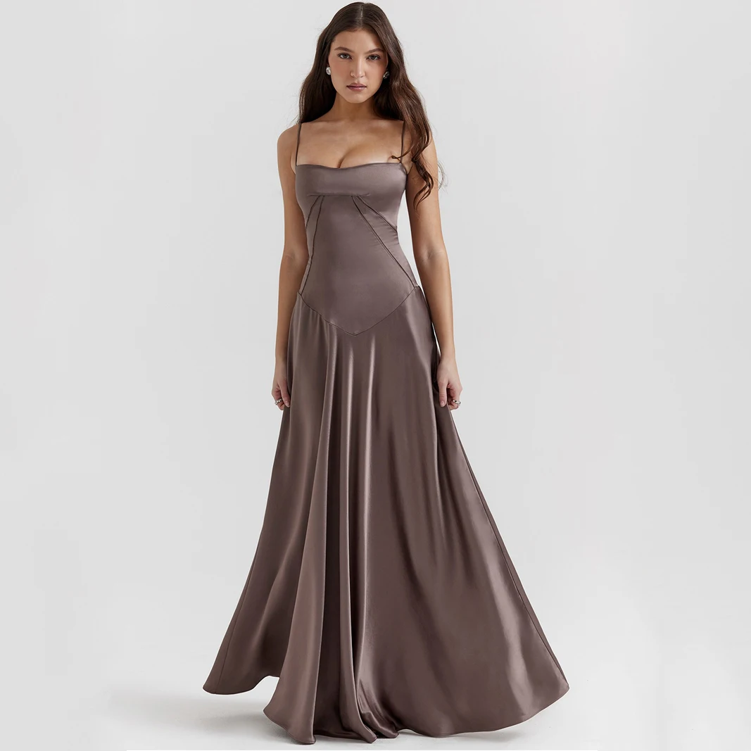 2025 vestido largo sin espalda con tirantes finos para mujer, vestido de fiesta con cordones, vestido largo de noche elegante para fiesta, bata de mujer, vestido de noche Sexy