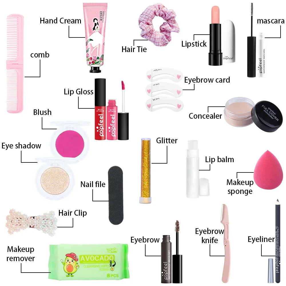 Produto mais vendido kit de maquiagem popfeel conjunto completo tudo-em-um sombra delineador corretivo lipgloss presente de halloween feminino cosméticos