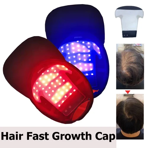 Gorro de terapia de luz roja LED, casco para el crecimiento del cabello, gorro de terapia de luz con diodo láser para tratamiento de crecimiento del cabello y pérdida de cabello
