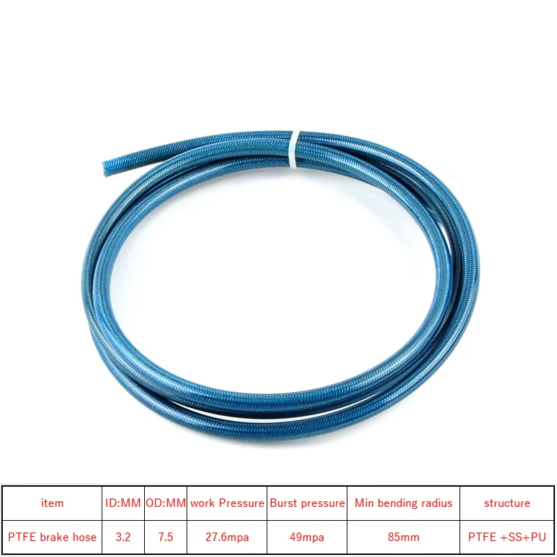 AN3 5m/lot Braided Stainless Steel PTFE Brake Line Hose FLUID HYDRAULIC Precise Brake Hose PU Cover Motorcycle Gas Oil Fuel Line