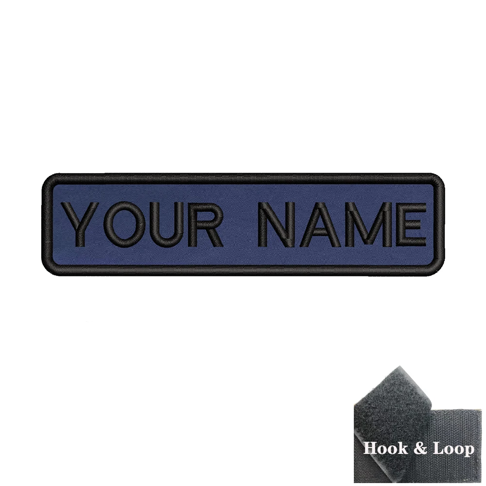 10 x2.5cm blu Navy ricamo nome personalizzato testo Patch strisce distintivo ferro su o toppe di supporto blu scuro scuro