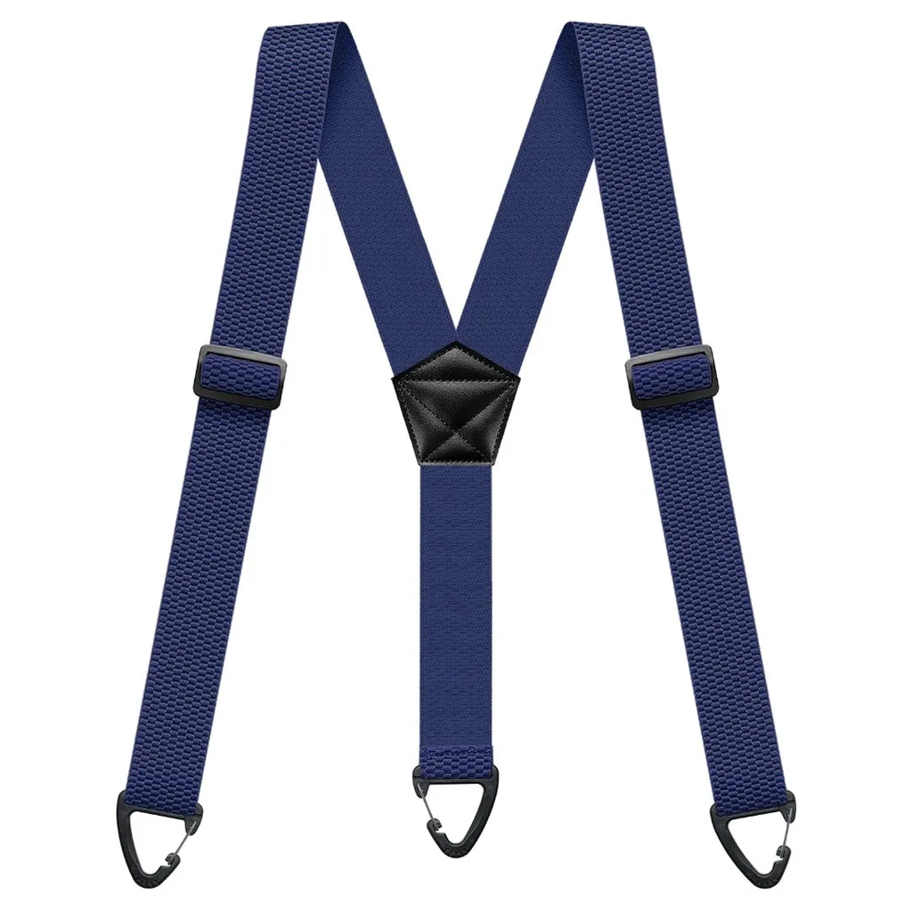 Robuste Hosenträger für Herren, Arbeit, Biker, Outdoor, 3,8 cm breit, X-Rücken, mit 4 Karabinerhaken, verstellbare elastische Hosenträger, Gurt