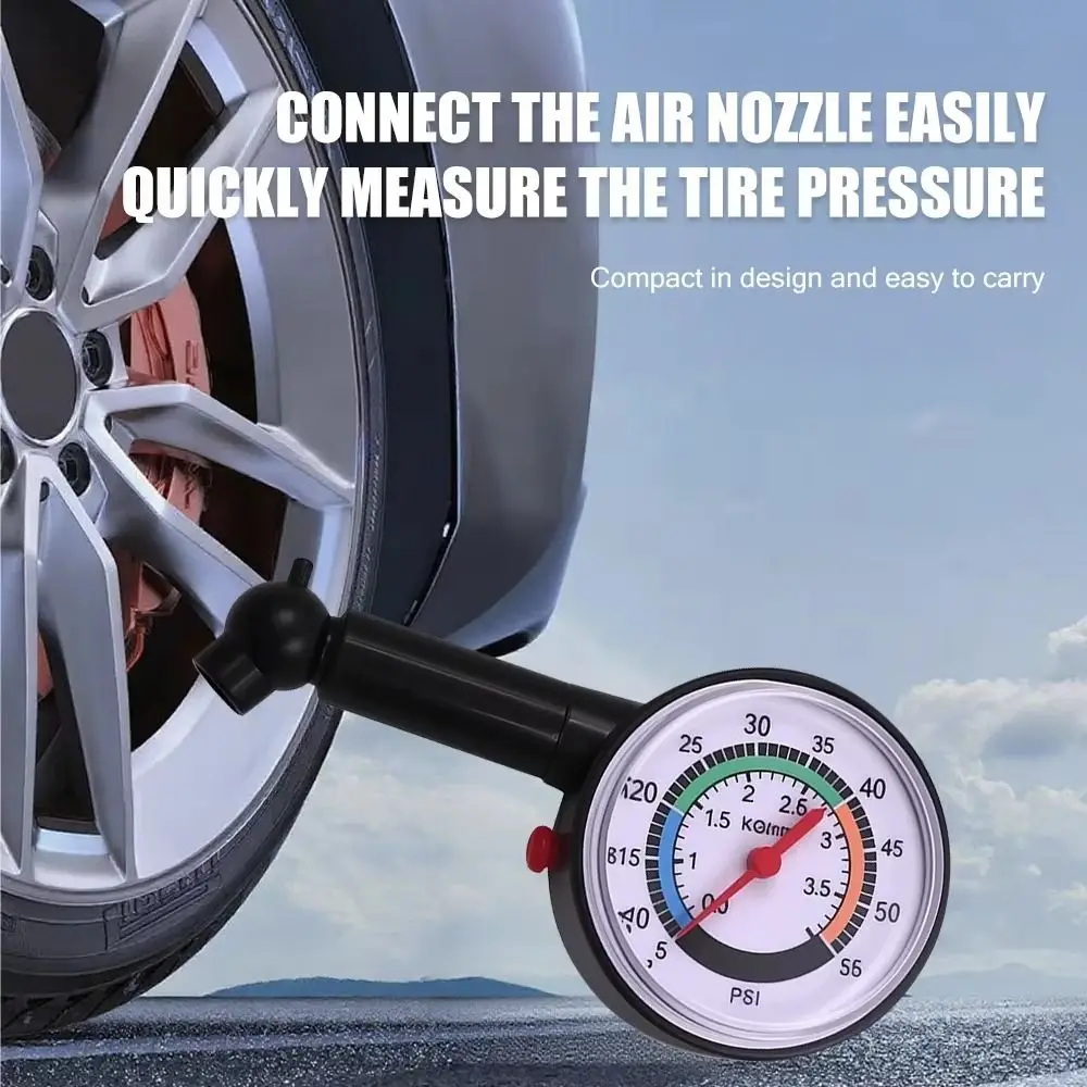 Analog Gauge Tire Pressure Gauge Pointer Design High Precision Auto Tire Inflation Dial Meter Measurement Tool