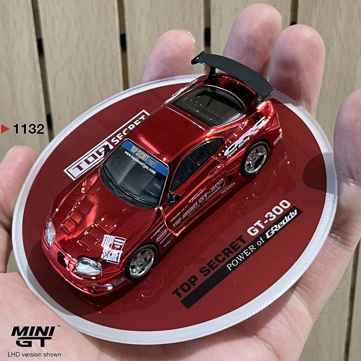 In Stock Ready To Ship MiniGT 1132 1:64 Toyota Supra MK4 Top Secret GT-300 Chrome Red LHD Diecast Model Car
