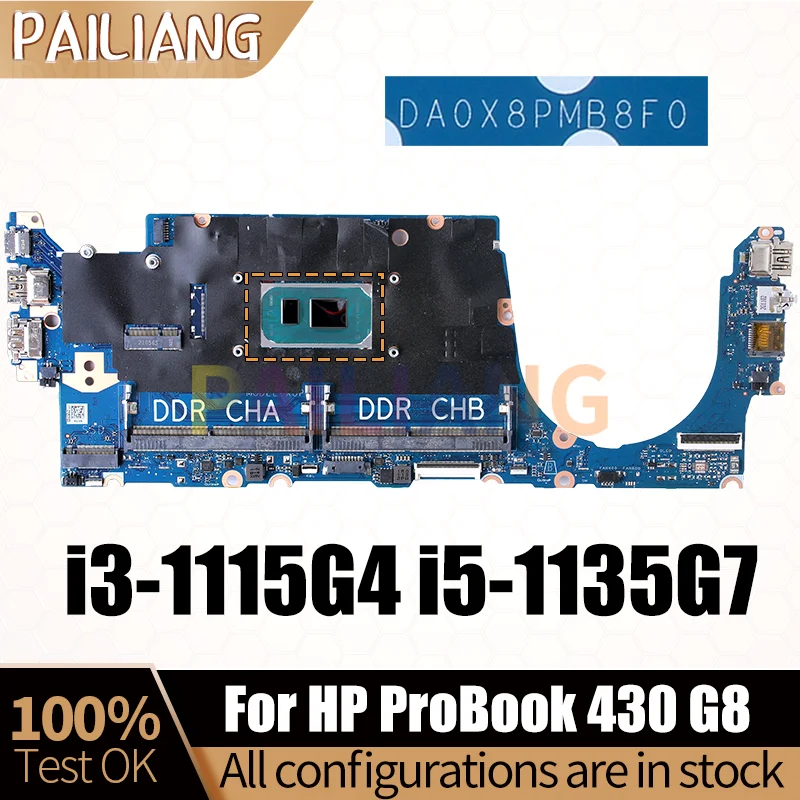 For HP ProBook 430 G8 Notebook Mainboard DA0X8PMB8F0 i3-1115G4  i5-1135G7 M24277-601 M24275-601 Laptop Motherboard Tested