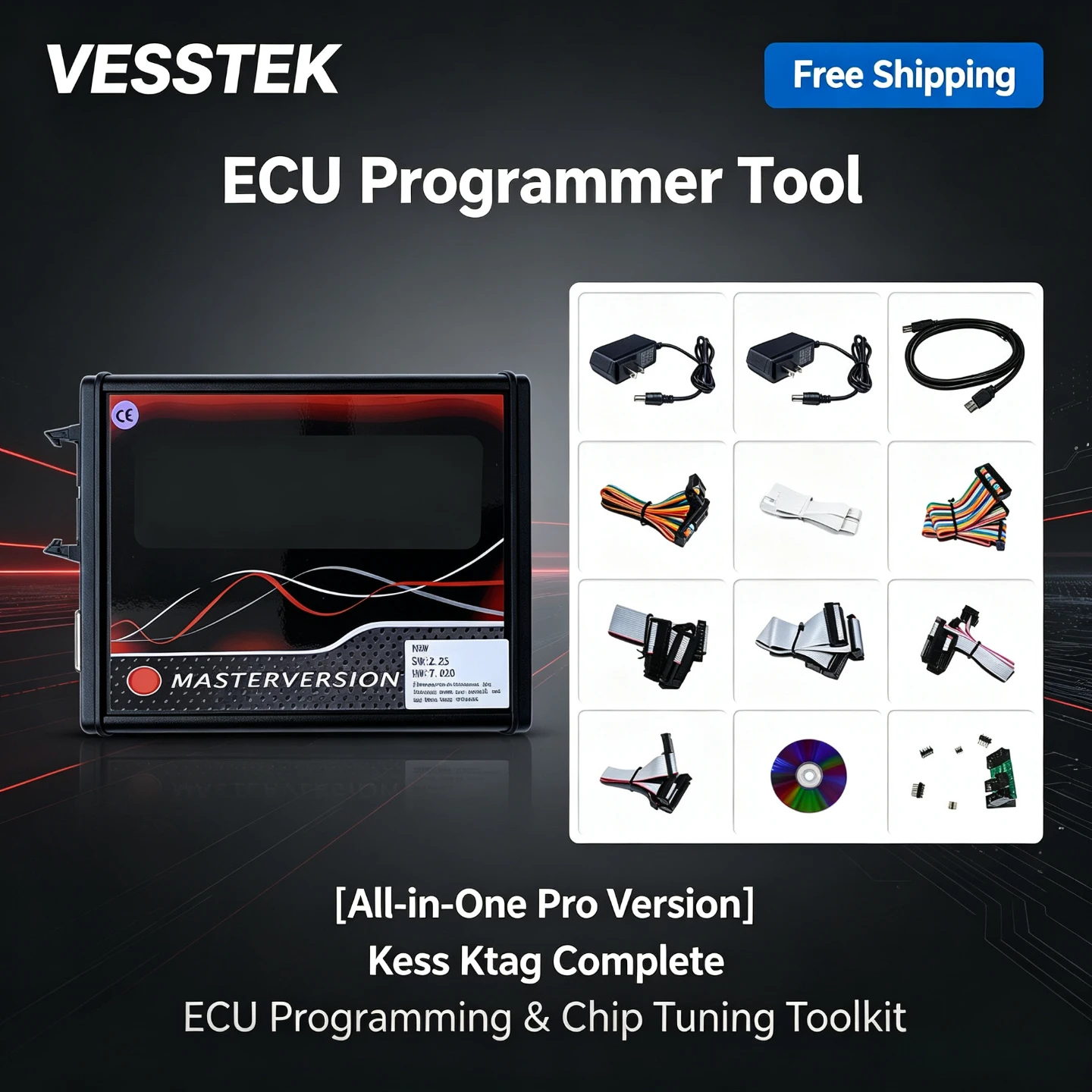 VESSTEK-ECU Programmer Tool K-ESS V5.017 Online Unlimited KTA-G V7.020 OBD2 Chip Tuning Car Diagnostic Tool ith BDM Software