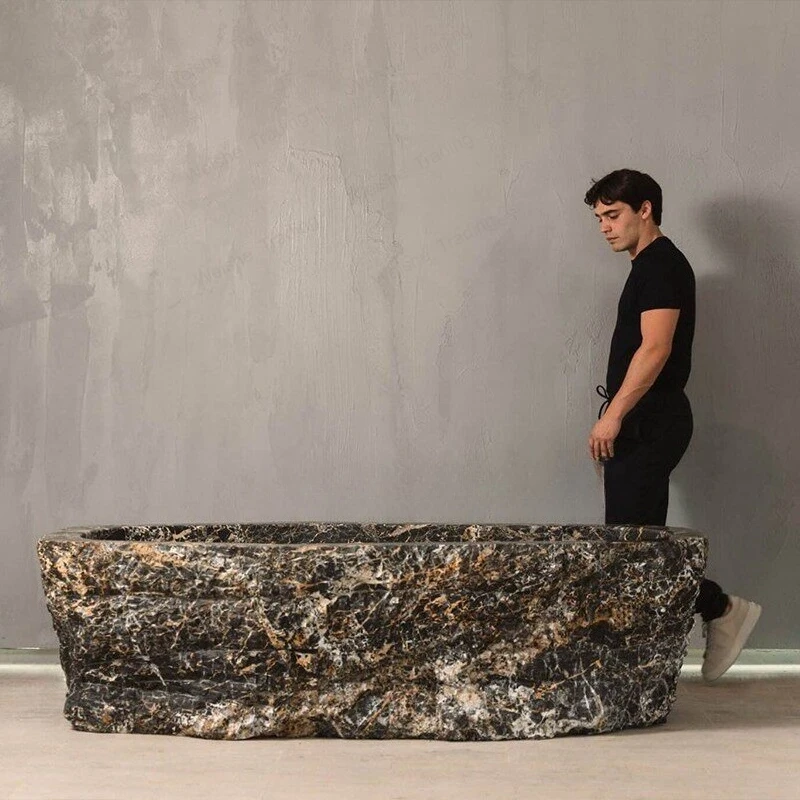 simple natural marble bathtub independent oval, hotel villa bath tank