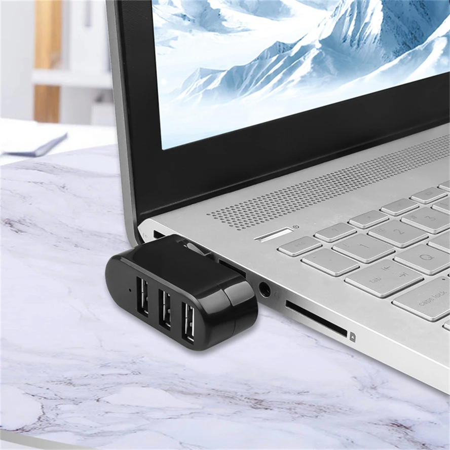 USB HUB 2.0 Adapter Rotate 3 Ports USB Splitter High Speed U Disk Reader for Xiaomi Macbook Pro Computer Laptop PC Accessories