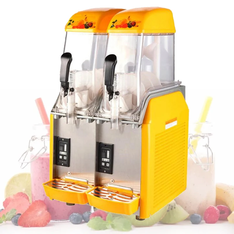 آلة طين الخزان المزدوج 12L * 2 آلة سلاش الثلج 890 وات آلة ذوبان الثلج آلة جرانيتا صانع عصائر تجاري
