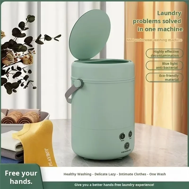 

A05G-Стиральная машина, портативная стиральная машина для небольшого общежития, мини-стиральная машина для нижнего белья, зеленая вилка европейского стандарта