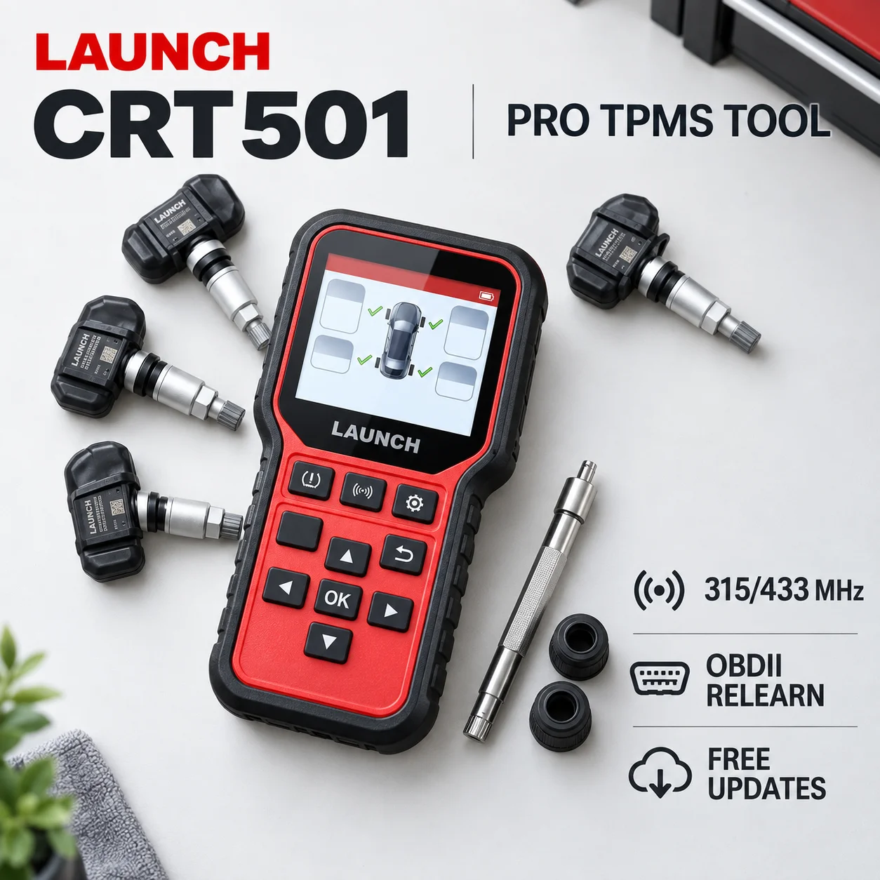LAUNCH CRT501 Tire Pressure Monitoring System Diagnostic Tool 315/433MHz TPMS Sensor Activator Relearn Programming OBD2 Scanner
