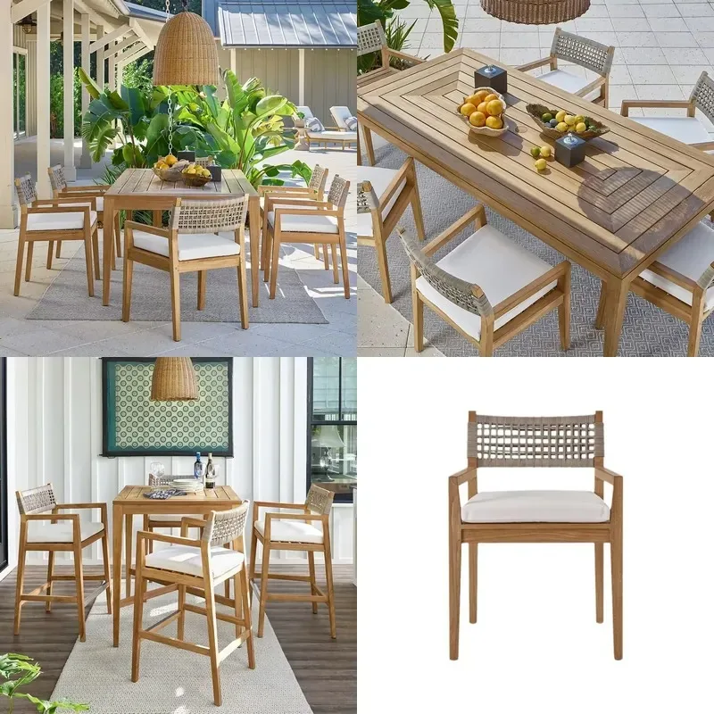 Modern Portable Outdoor Furniture Dining Table Sets Patio Garden Furniture Durable Wood Suitable for Restaurants, Hotels and