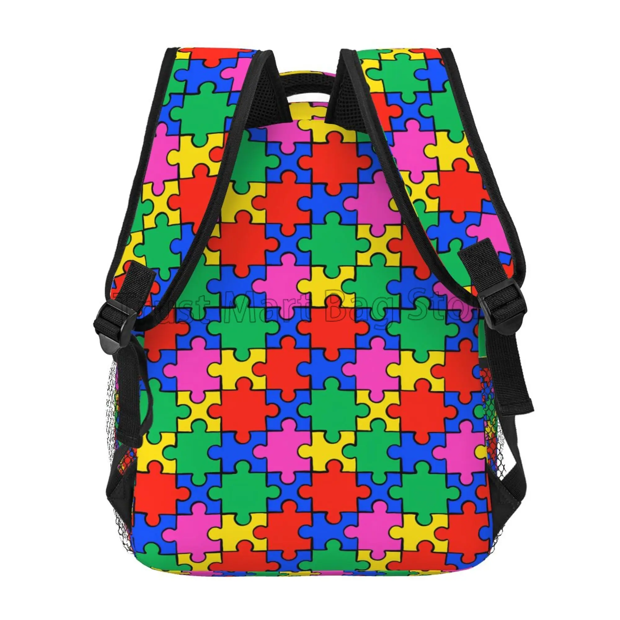 Autism Awareness Colorful Puzzle Piece Laptop Backpacks Casual Travel School Bookbag Cute Toddler Backpack for Boys Girls Adults