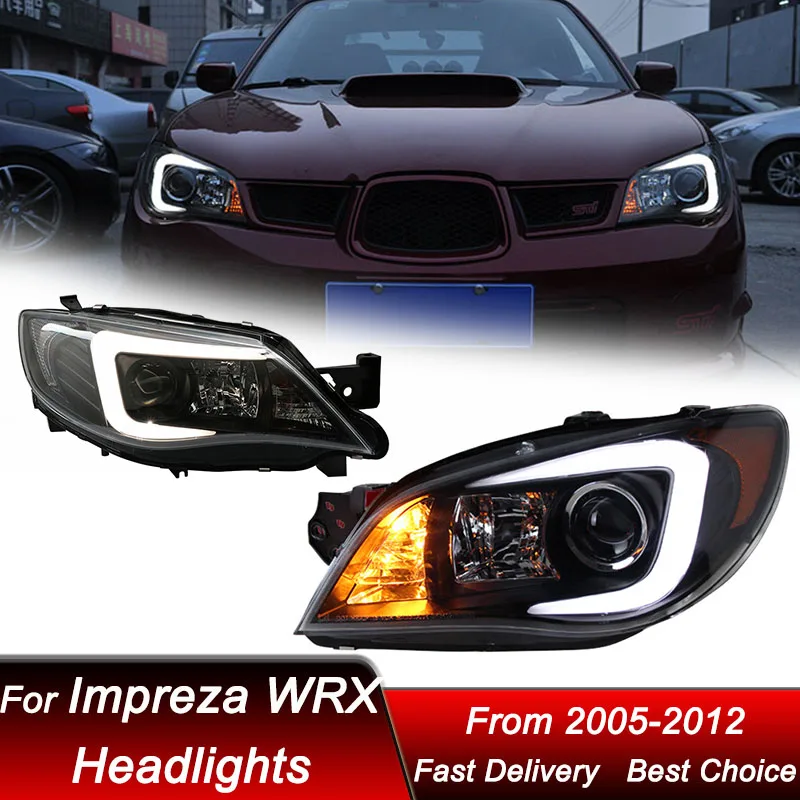 البوب سيارة المصابيح الأمامية لسوبارو امبريزا WRX 2005-2012 نمط جديد كامل LED رئيس مجموعة مصابيح ترقية العارض عدسة الملحقات عدة