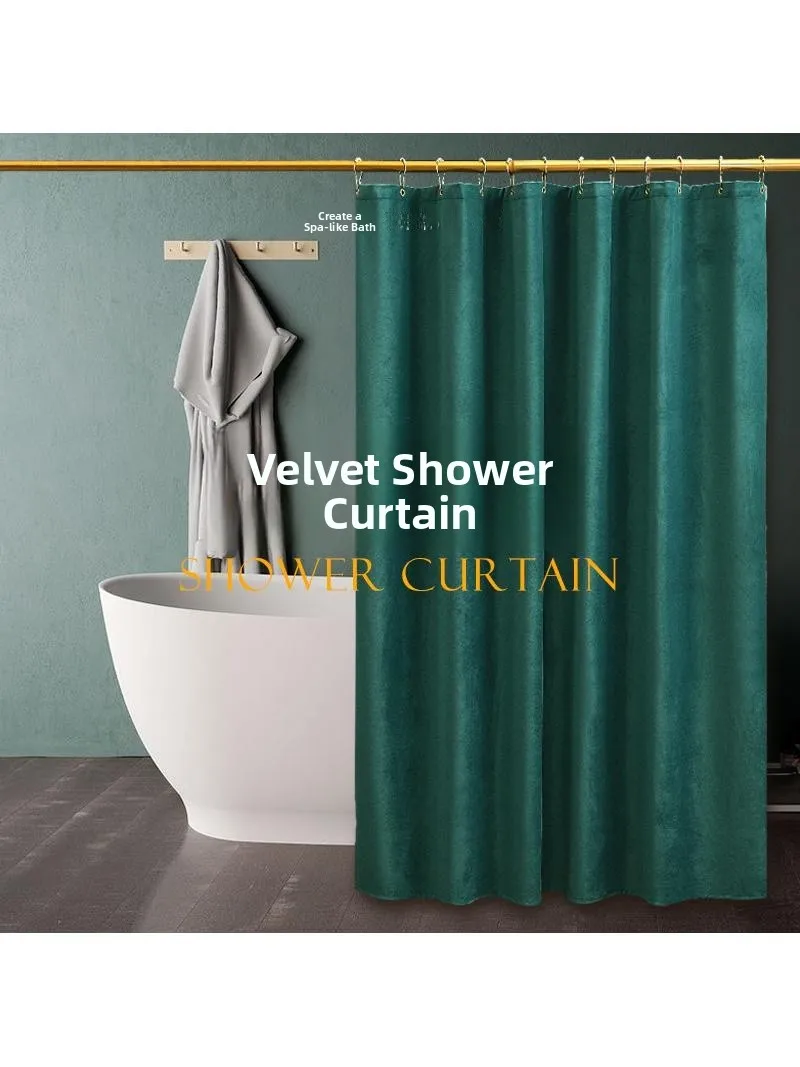 

Nordic Velvet Waterproof ower Curtain Color No Drilling Batoom Curtain ower Room Door Curtain Vertical Dr Curtain