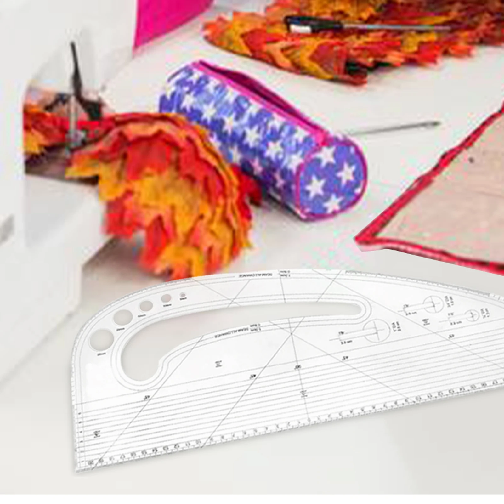 Acrylic Pattern Making Ruler 10"x4.7" Acrylic Crafts Sewing Template for Designers Tailors Metric Measurement Tool