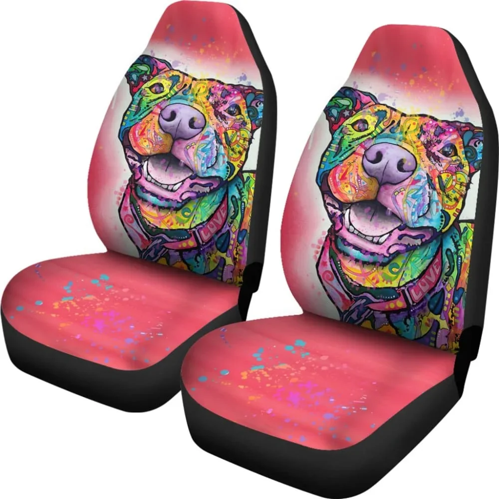 Pink Pitbull for Colorful Lovers Car Seat Covers 211302,Pack of 2 Universal Front Seat Protective Cover