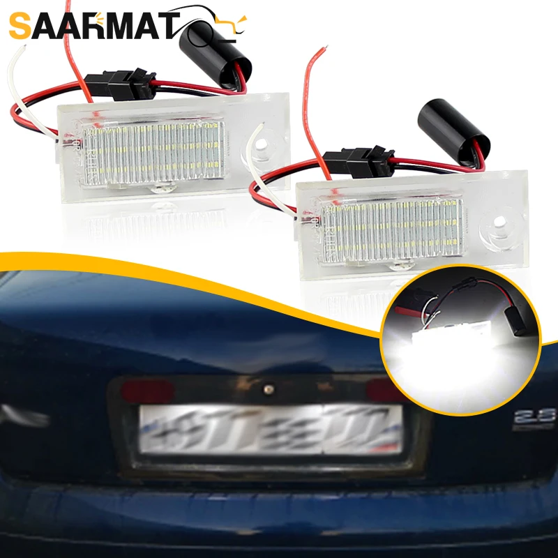 2pcs error-free Canbus 12V LED license plate lights white for Audi A6 C5 / 4B Sedan 1997-2004 number plate lamps OEM # 4B5943021