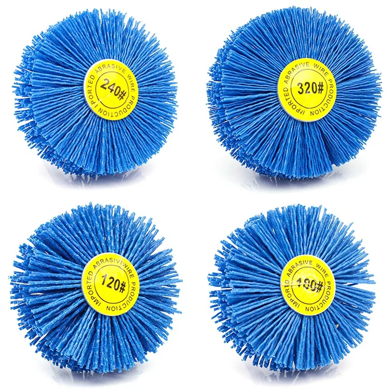 

ABGG-4 Pieces 80X30x6mm Drill Abrasive Wire Grinding Wheel Nylon Bristle Polishing Brush For Wood Furniture Mahogany Finish