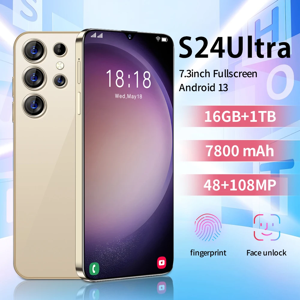 S24Ultra,Smartphone Android,7.3 inch,48+108MP Camera,Mobile phones,7800mAh Battrey,Google Play Store,Snapdragon 8 gen2 Cellphone