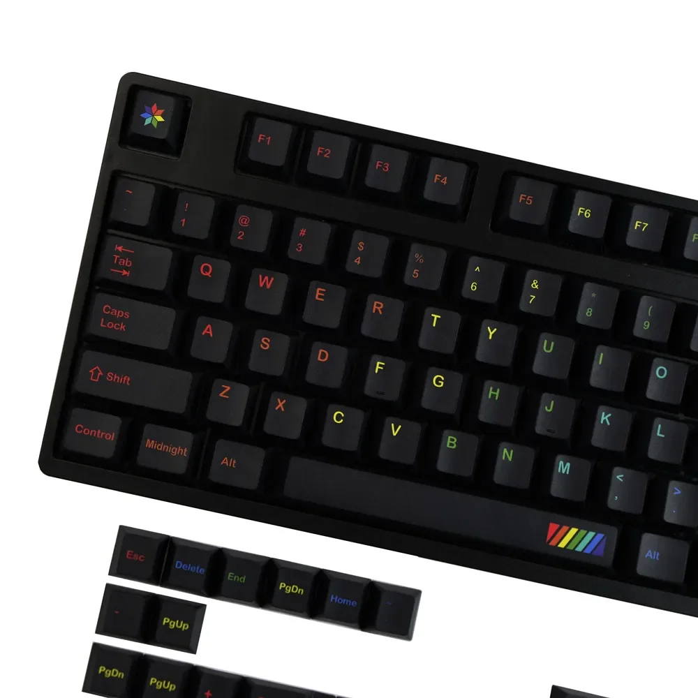 Midnight Rainbow Keycaps PBT Sublimation Customized Keys Midnight Rainbow Original Complete Set