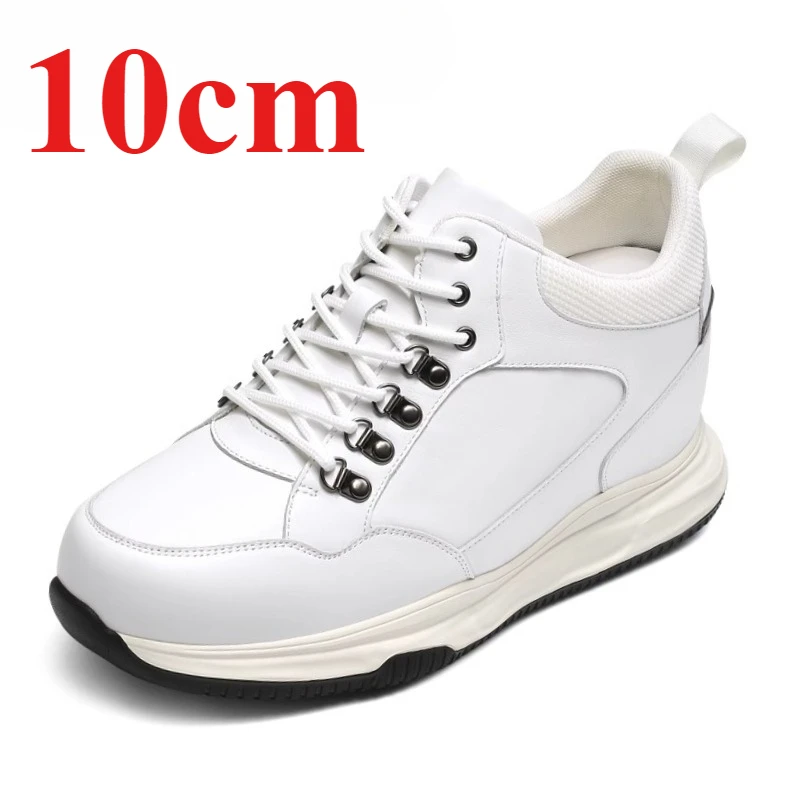 Invisible Board Shoes for Men's 10cm Outdoors Sports Casual Sneakers Height Increasing Shoes Genuine Leather Male Elevated Shoes