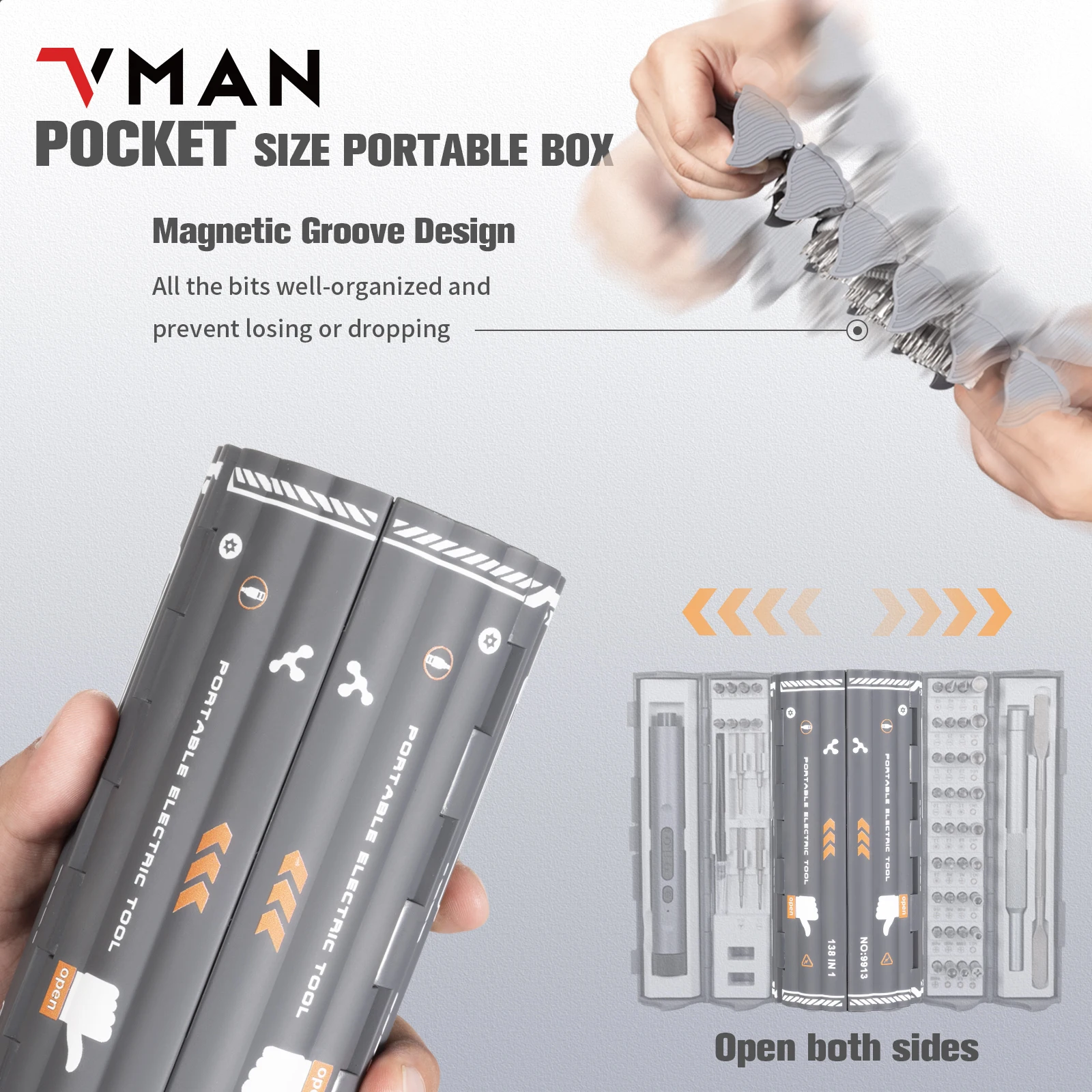 VMAN 138 In 1 Precision Screwdriver Set Professional Phone PC Watch Repair Tool Magntic Bit Cordless Household Electric Tool Kit