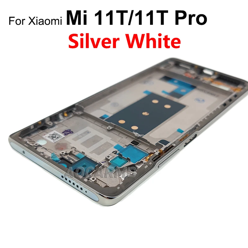 Aocarmo For Xiaomi 11T Mi 11T Pro Middle Frame With Side Keys Bottons Replacement Parts