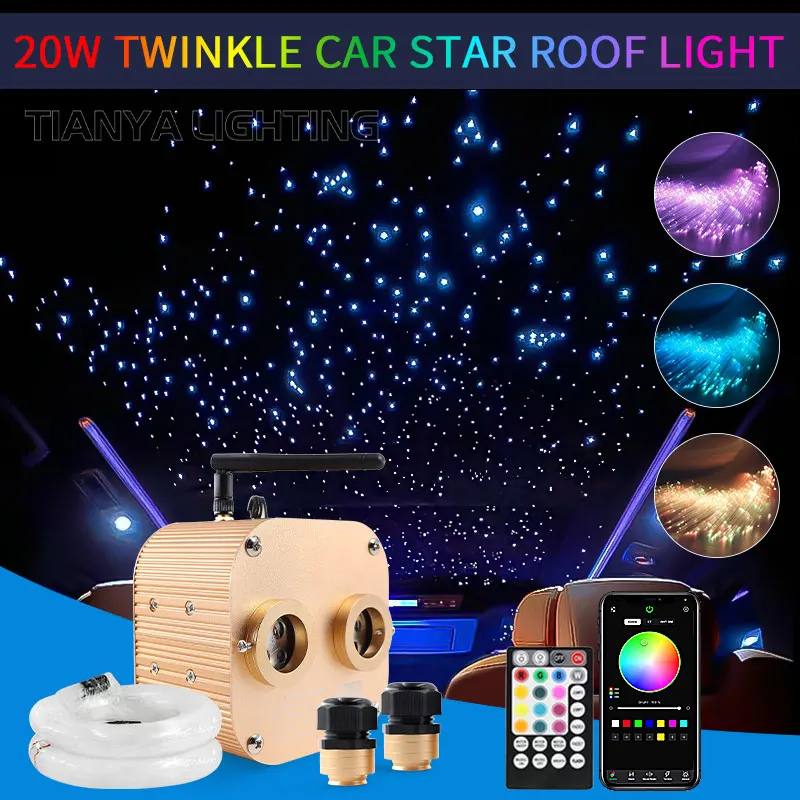 

20W Twinkle Effect Car Star Roof Light LED Starry Sky Ceiling Lights Auto Decoration Lamp Car Fiber Optic lighting App control