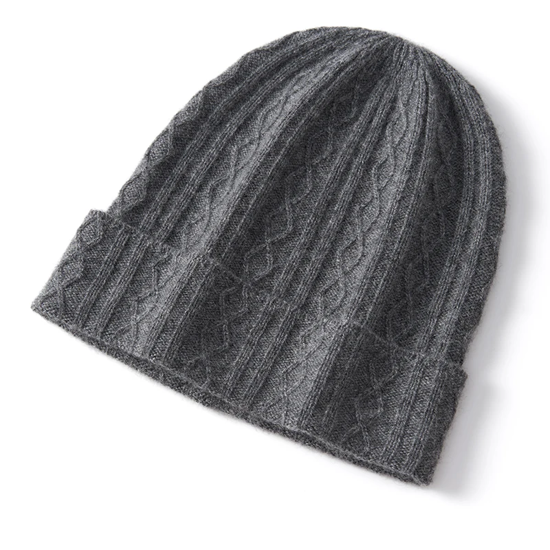 New Autumn Winter Women Hats 100% Pure Cashmere Knitted Headgears Soft Warm Hat Fashion Thick Cap 3 Colors High Quanlity Beanies