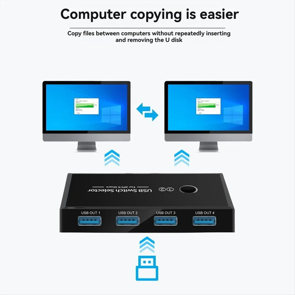 AT42 2 Inputs 4 Outputs USB Switch Adapter USB Shared Switcher for PC Laptop Keyboard Mouse Printer USB Switch Controller 2.0