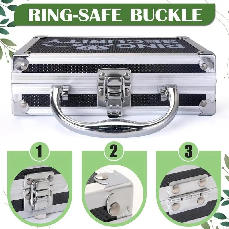 Wedding Rings Security Bearer Case with Black Textured Panels, Metal Corner Hardware and a Removable Cushioned Insert for 37JD