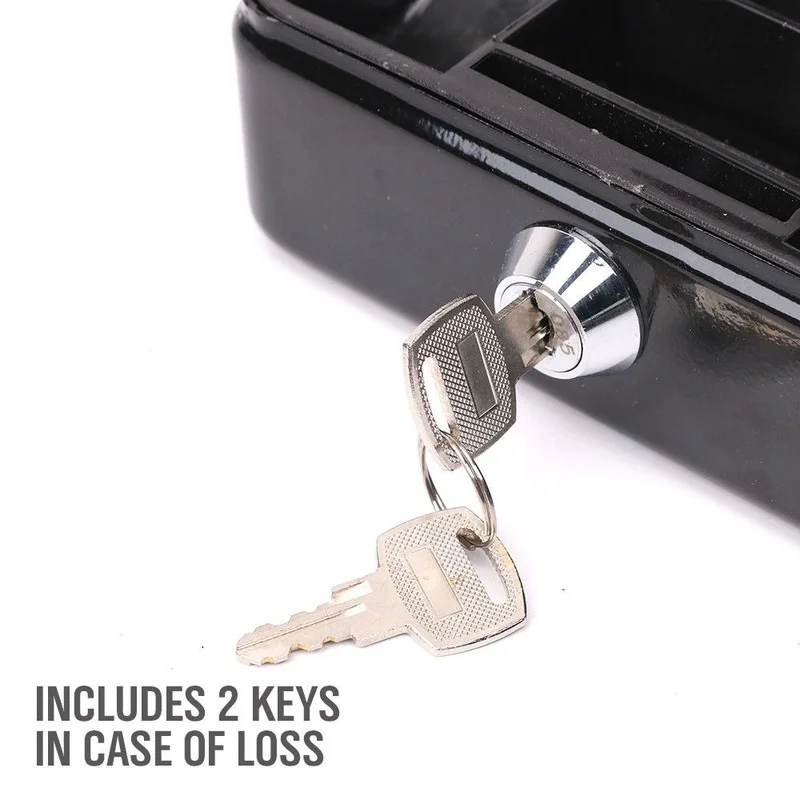 Stainless Steel Safety Lock Can Be Locked. High-quality Metal Home Office Safe. Stainless Steel Petty Cash Box 2 Keys