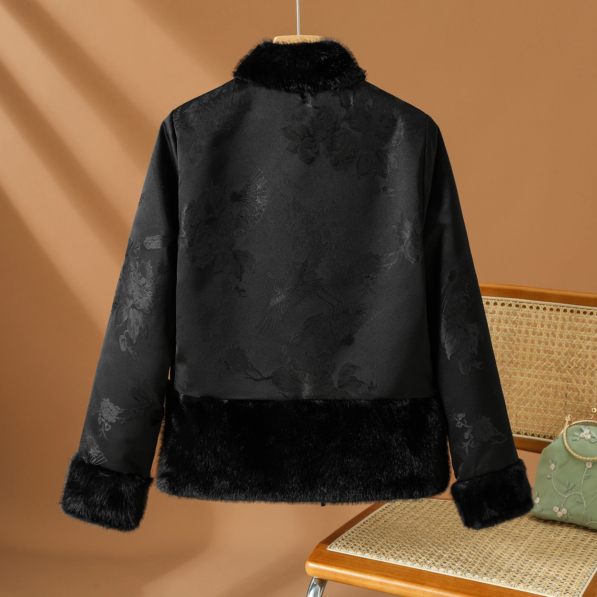 جديد الصينية Sle Thiened القطن Jaet المرأة المطرزة زر حتى Faionable التقليدية زي الشتاء ملابس خارجية #5