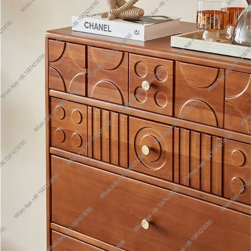 Xx Second-hand Style Chest Of Drawers, Solid Wood, Retro Carved Chest Of Drawers, Entrance Cabinets, Bedroom Living Room Storage
