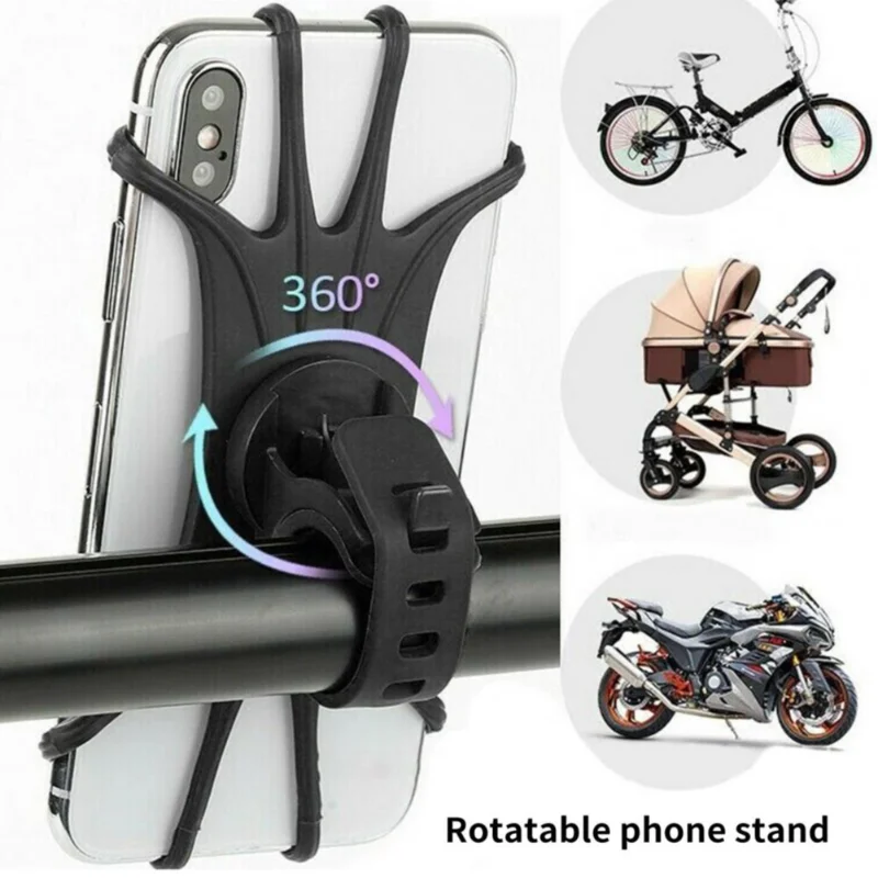 360 Rotatable Silicone Strap Holder Universal Bicyle Phone Holder Anti-slip Elastic Silicone Shockproof Bike Accessories