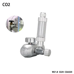 Aquarium CO2 regulator mini single pressure display simple valve, aluminum alloy material, used for aquatic plant accessories