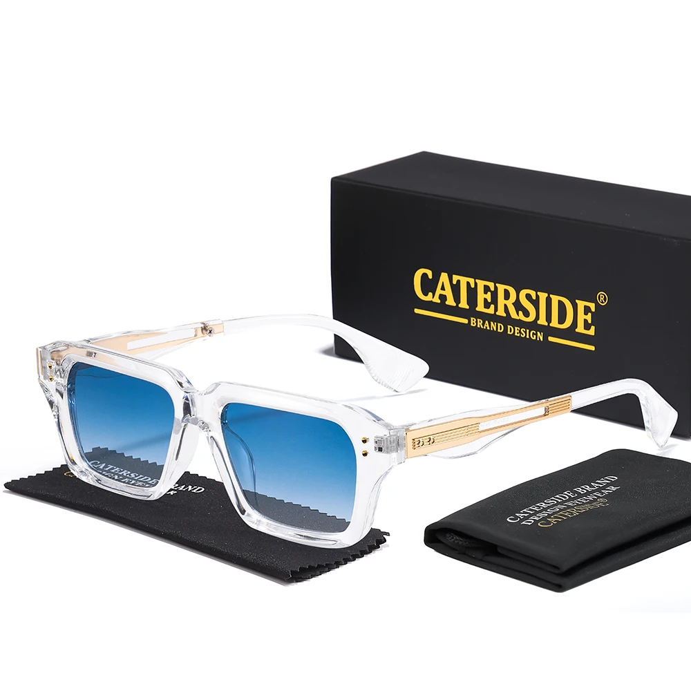 

CATERSIDE Retro Square Metal Men Sunglasses Fashion Polarized Women Sun Glasses Outdoor Travel Driving Decorative Glasses UV400