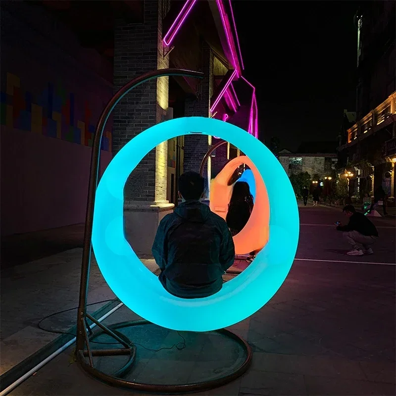 16RGB color changing remote control LED outdoor swing chair LED portable luminous circular color suspension