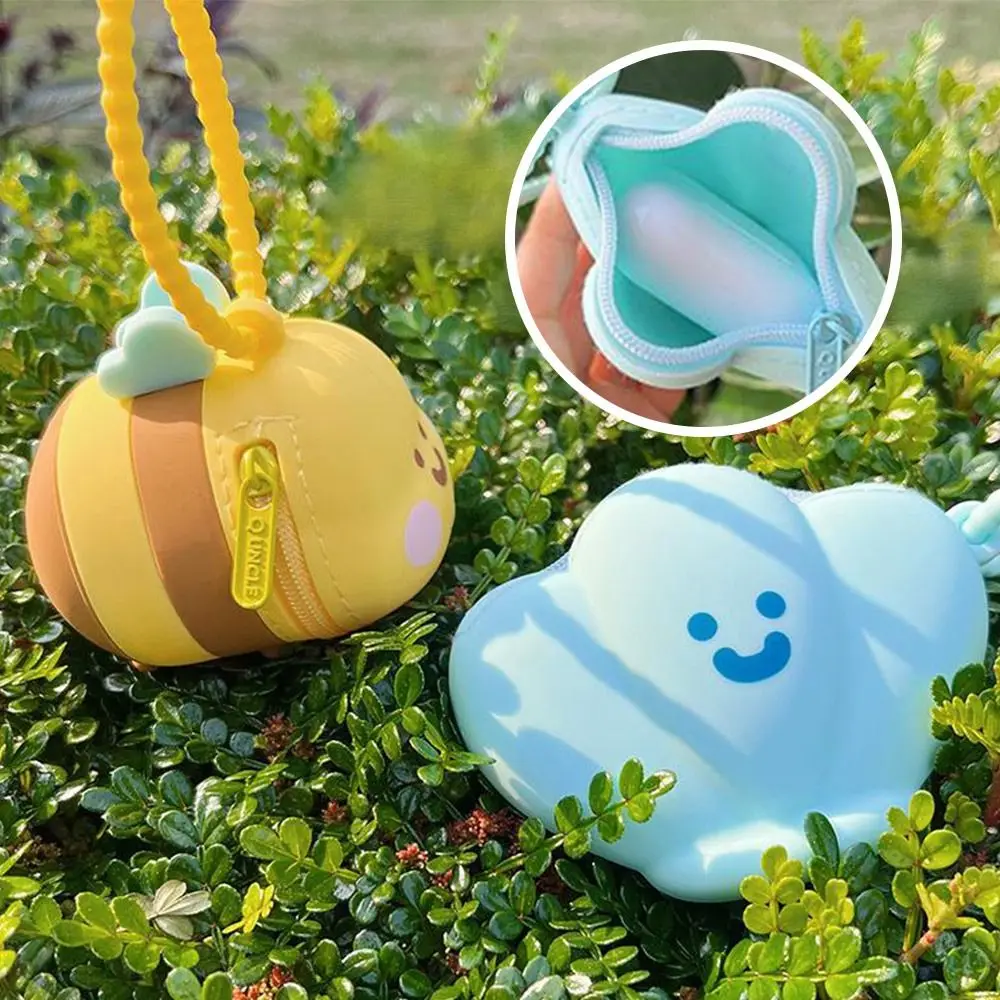 Silicone Earphone Storage Bag Waterproof Ultra Light Earphone Cover Wear-resistant Cartoon Shell Bee Silicone Coin Purse Gift