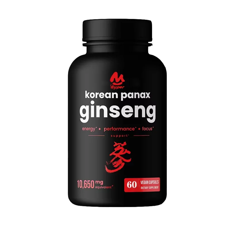 Koreanisches Nahrungsergänzungsmittel aus rotem Ginseng, 1000 mg, 60 Kapseln, pflanzliche Kapseln, verstärkter Wurzelextrakt