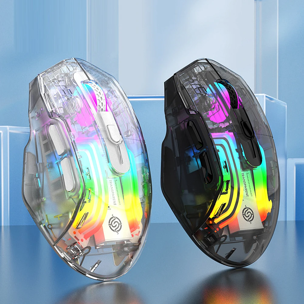 

Wireless Gaming Mouse Bluetooth-Compatible 5.0/2.4G/USB-C 3 Modes Electronic Competition Mice Transparent for PC Laptop Desktop
