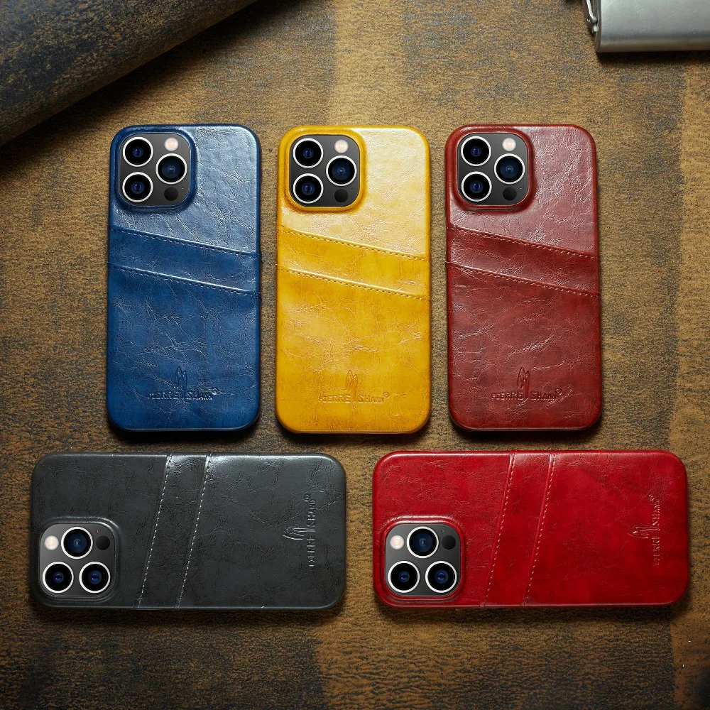 

Solid Color Leather Back Wallet Card Case Slots for Samsung Galaxy S22 Ultra S23+ S24 Plus S25 Edge with Hard Protective Cover